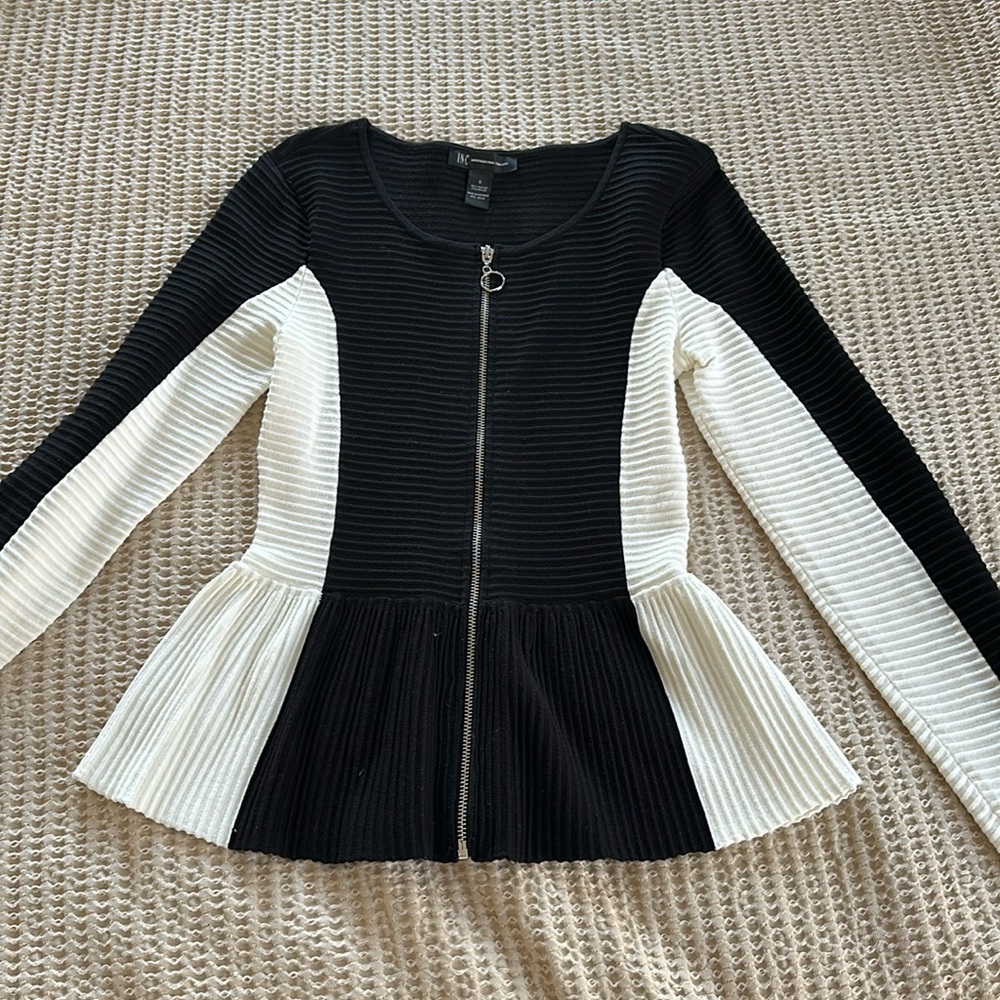 Black and White Peplum Jacket